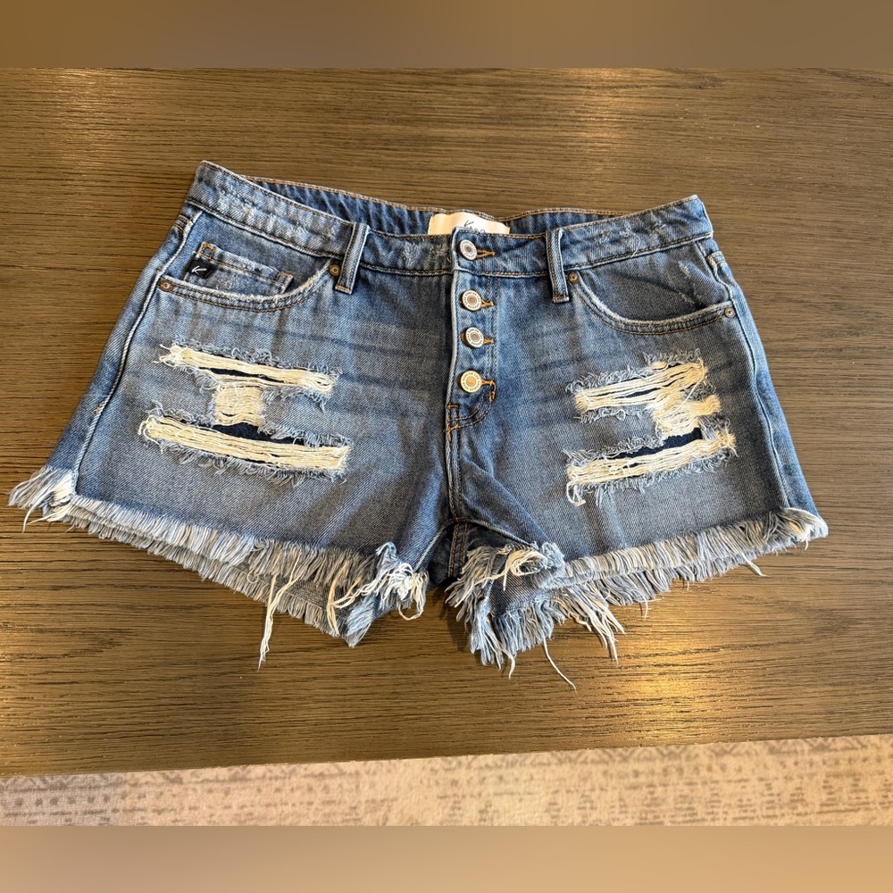 KanCan Blue Distressed Jean Shorts